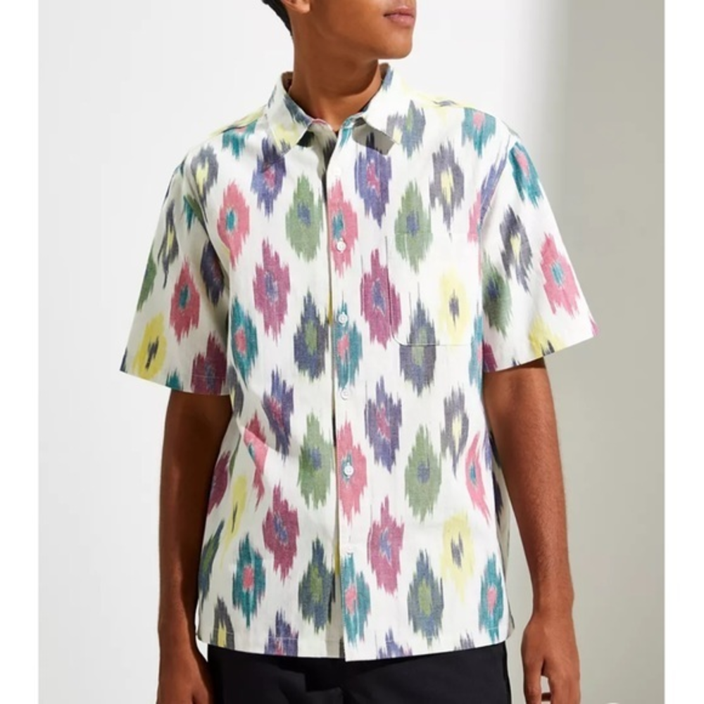 URBAN OUTFITTERS Men's Button down Short Sleeve 90s Style Shirt Sz Med